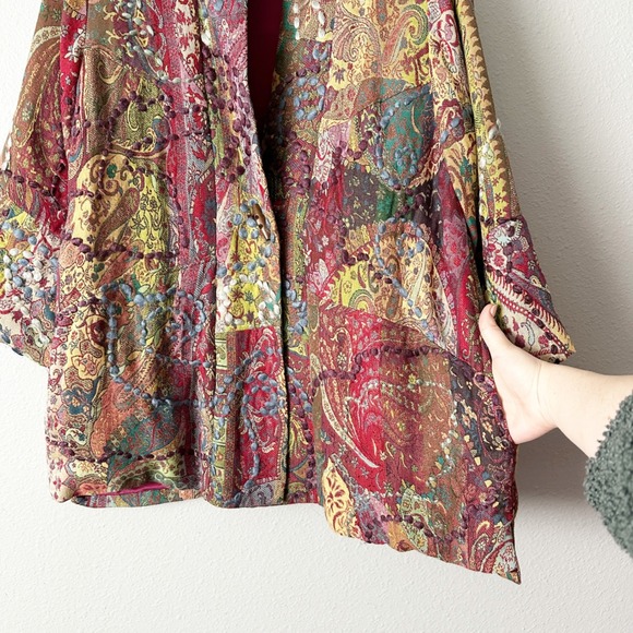 Soft Surroundings Bohemian Rich Woven Paisley Kimono Jacket women's size large - Picture 3 of 12